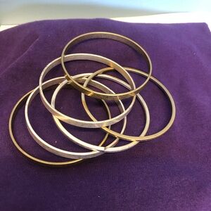Gold and Silver tones Mixed Metal Bangle Bracelet Set - Women Jewelry